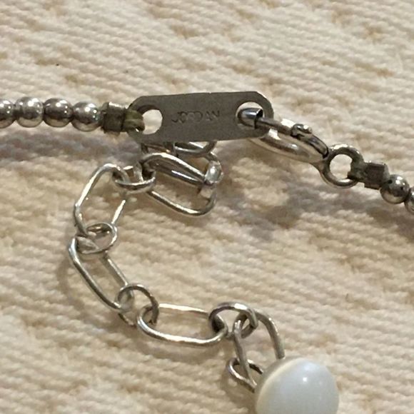 VTG Sterling Silver Multicolor Cats Eye Station Beaded Choker Necklace Extension - Picture 6 of 15